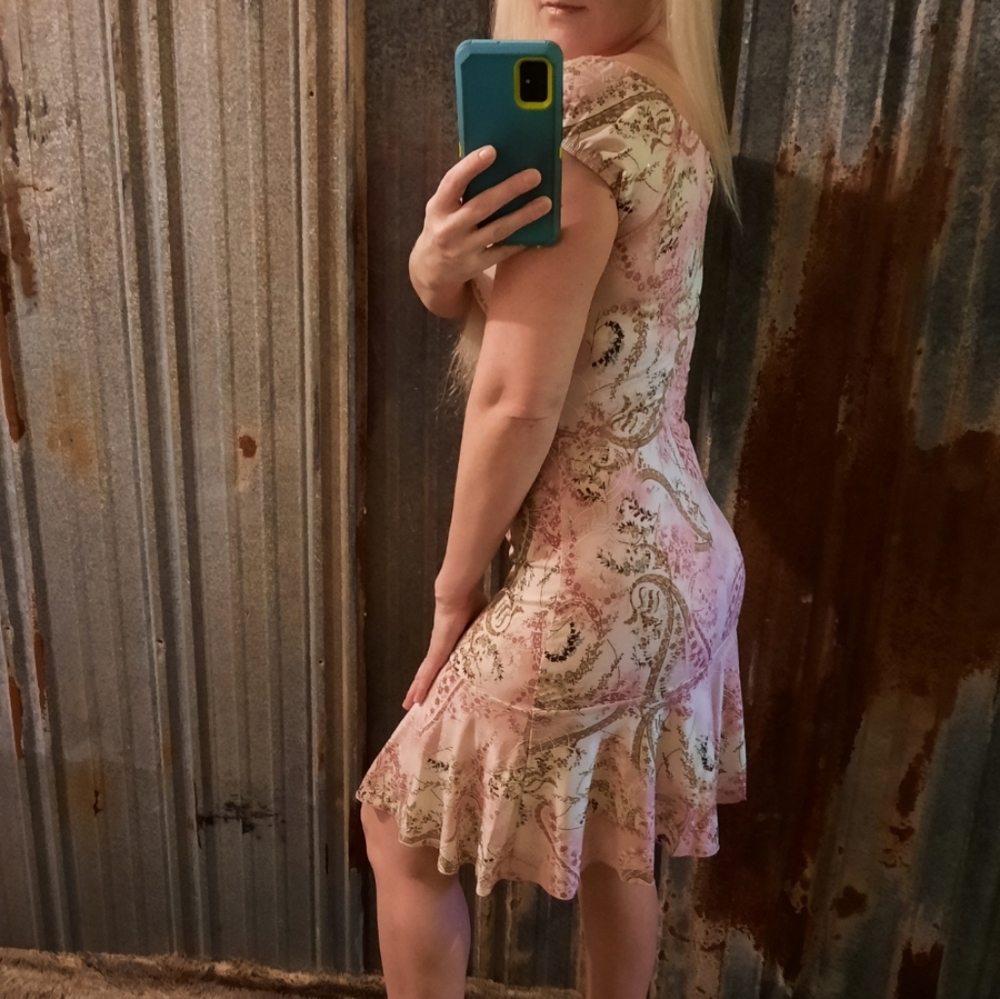 VINTAGE Silky Glitter Paisley Print Taboo Flapper Dress